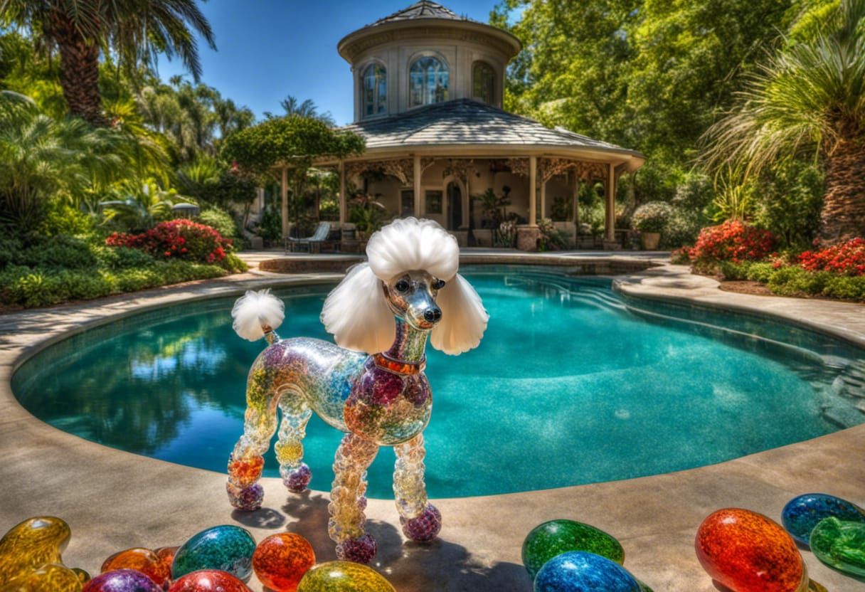 See-Through Glass Poodle by the Pool