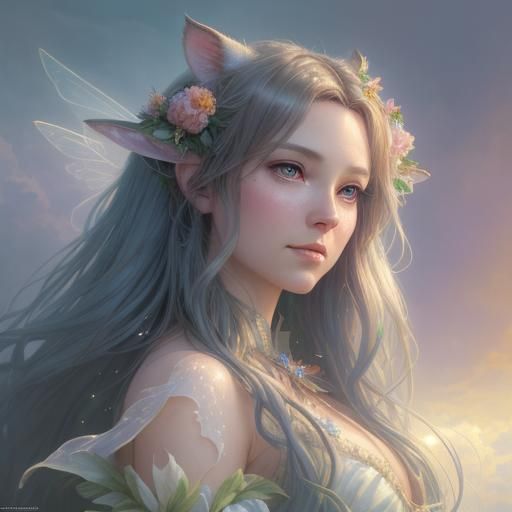 Fawn Girl Fairy Portrait in Ethereal Fantasy Style