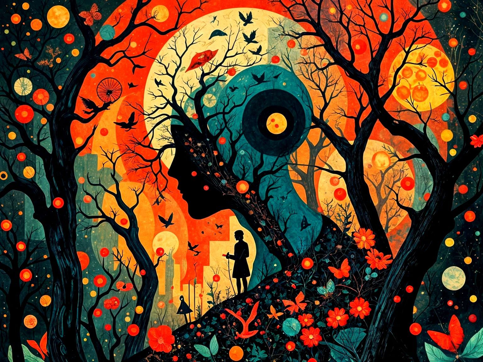 Surrealist Dreamscapes in Maximalist Poster Art