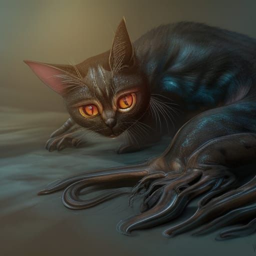 Morbid Cat Slug Transformation: An Eldritch Vision