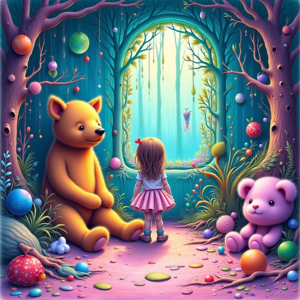 Eerie Liminal Playroom in Expressive Watercolor Style