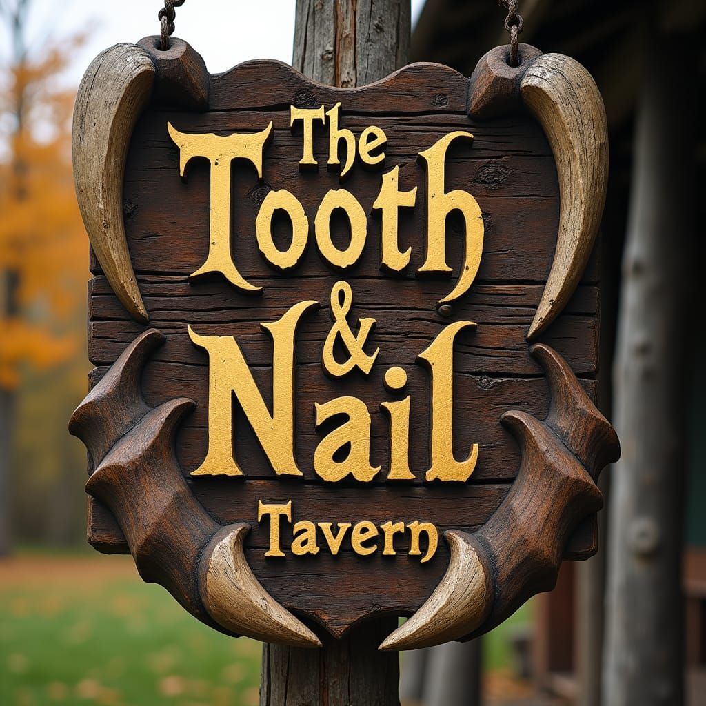 Rustic Tooth & Nail Tavern Sign in Americana Style