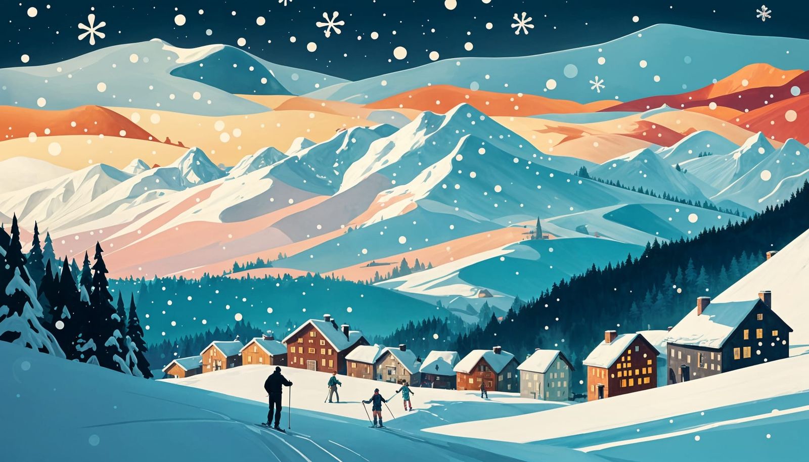 Enchanting Alpine Village in Magical Realism Style