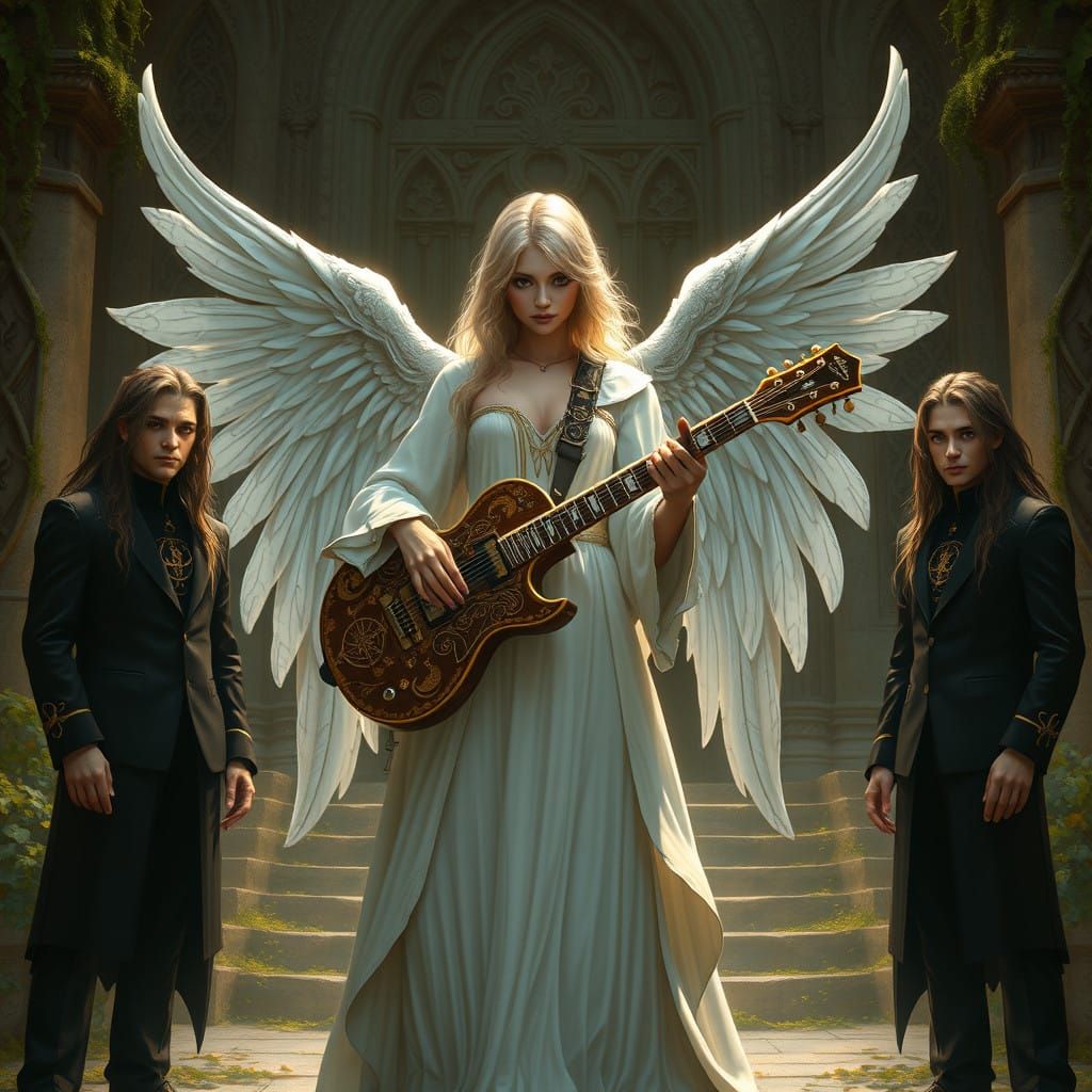 Angel of Music in Ancient Church Setting