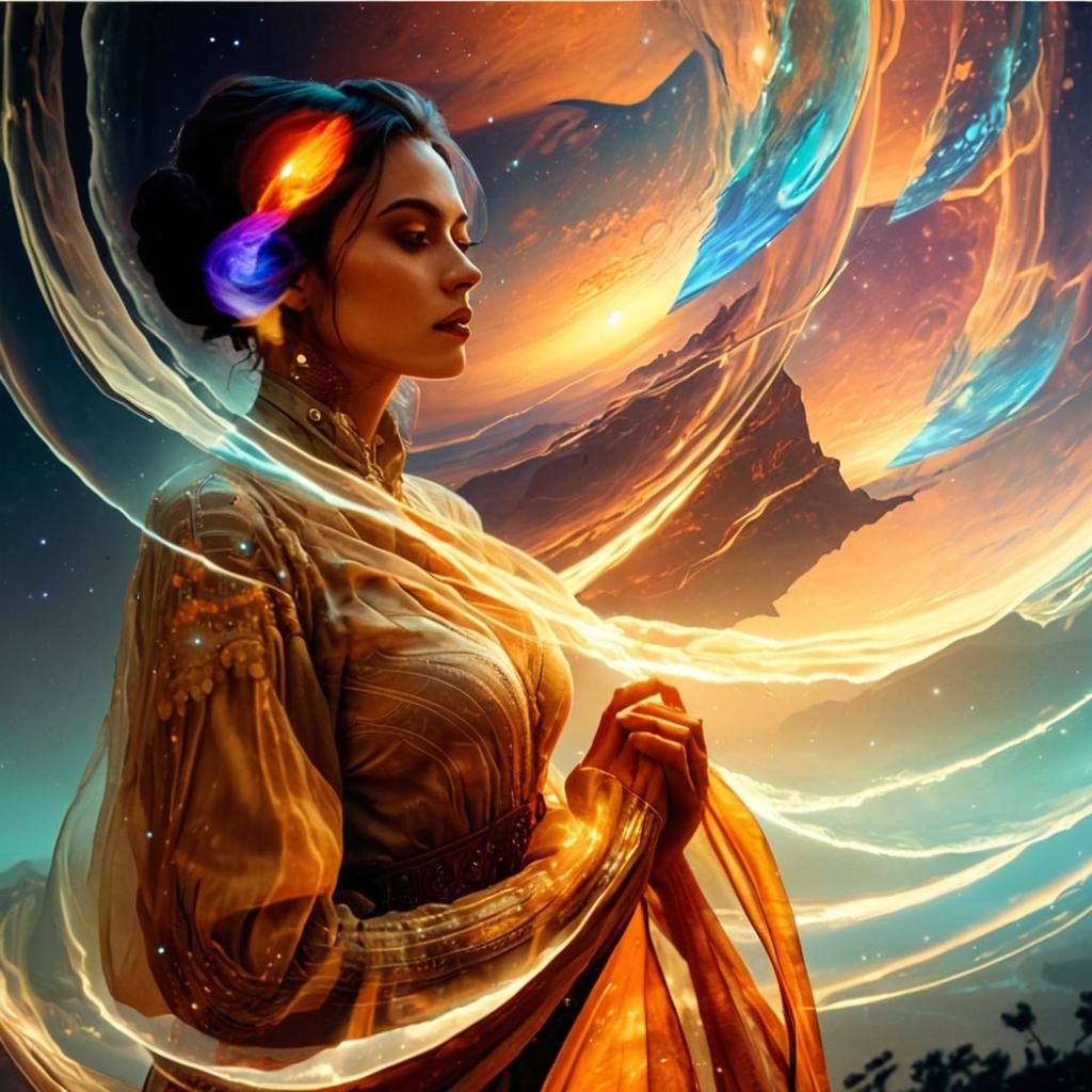 Ethereal Double Exposure Portrait on Alien Planet