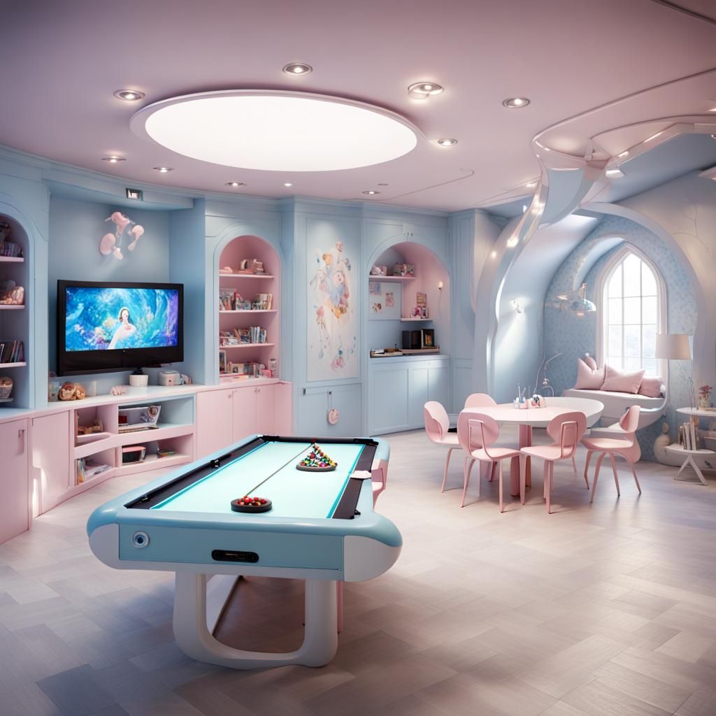 Futuristic Fantasy Kids' Play Area in Detailed Matte Paintin...