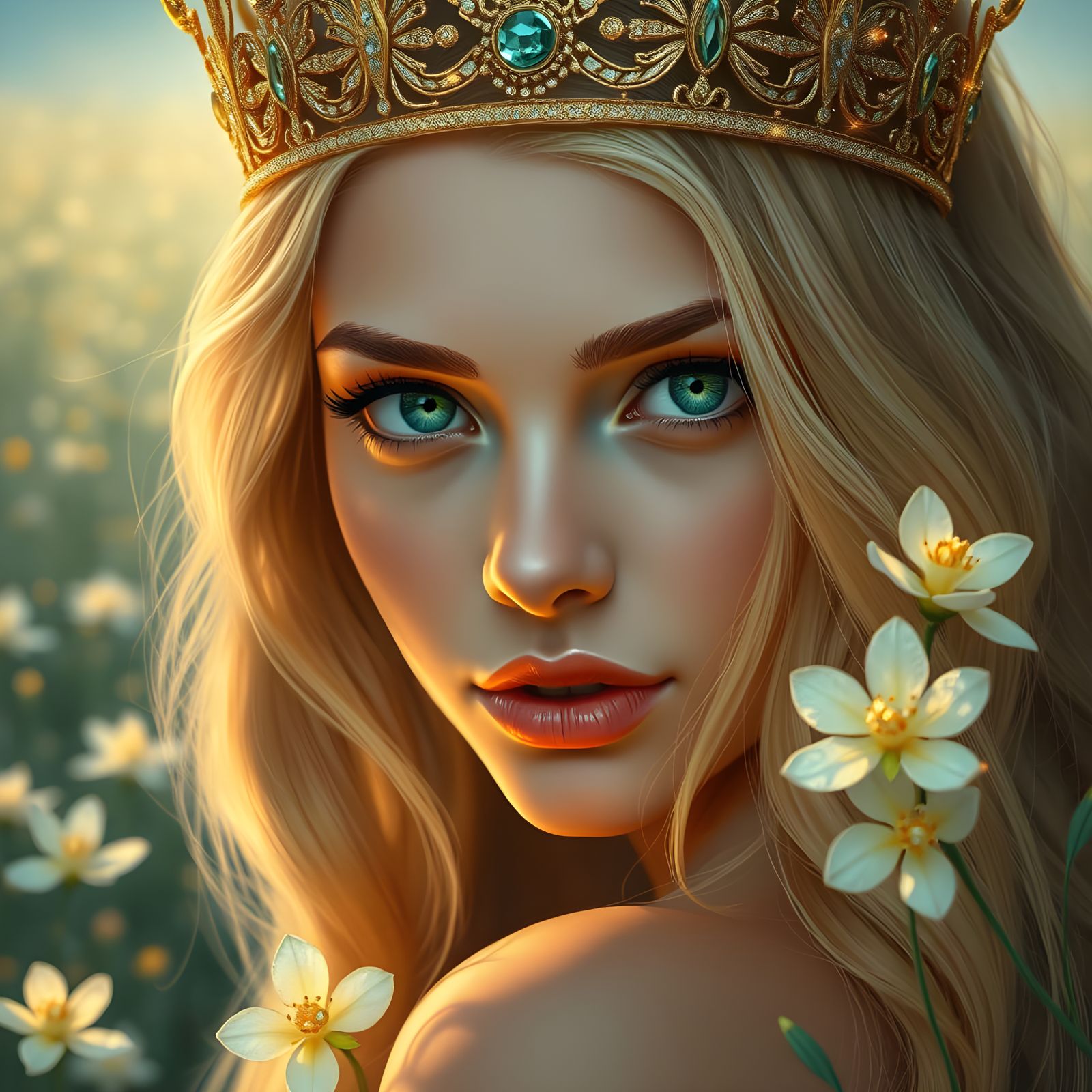 A Starlit Goddess in Hyperrealistic Splendor