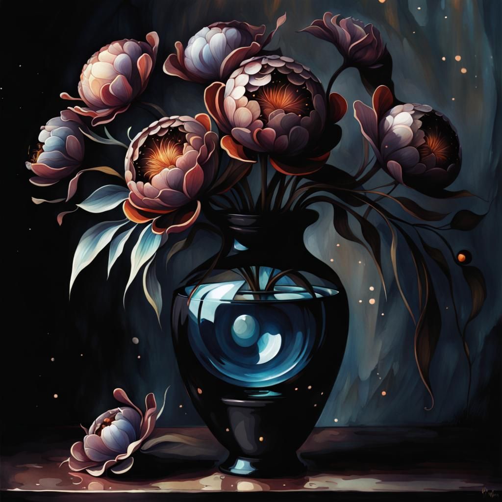 Glass Sphere: Art Nouveau Watercolor Illustration