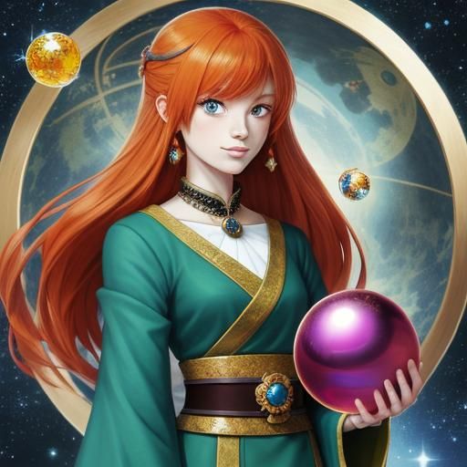 Mystical Teenage Girl with Ginger Hair