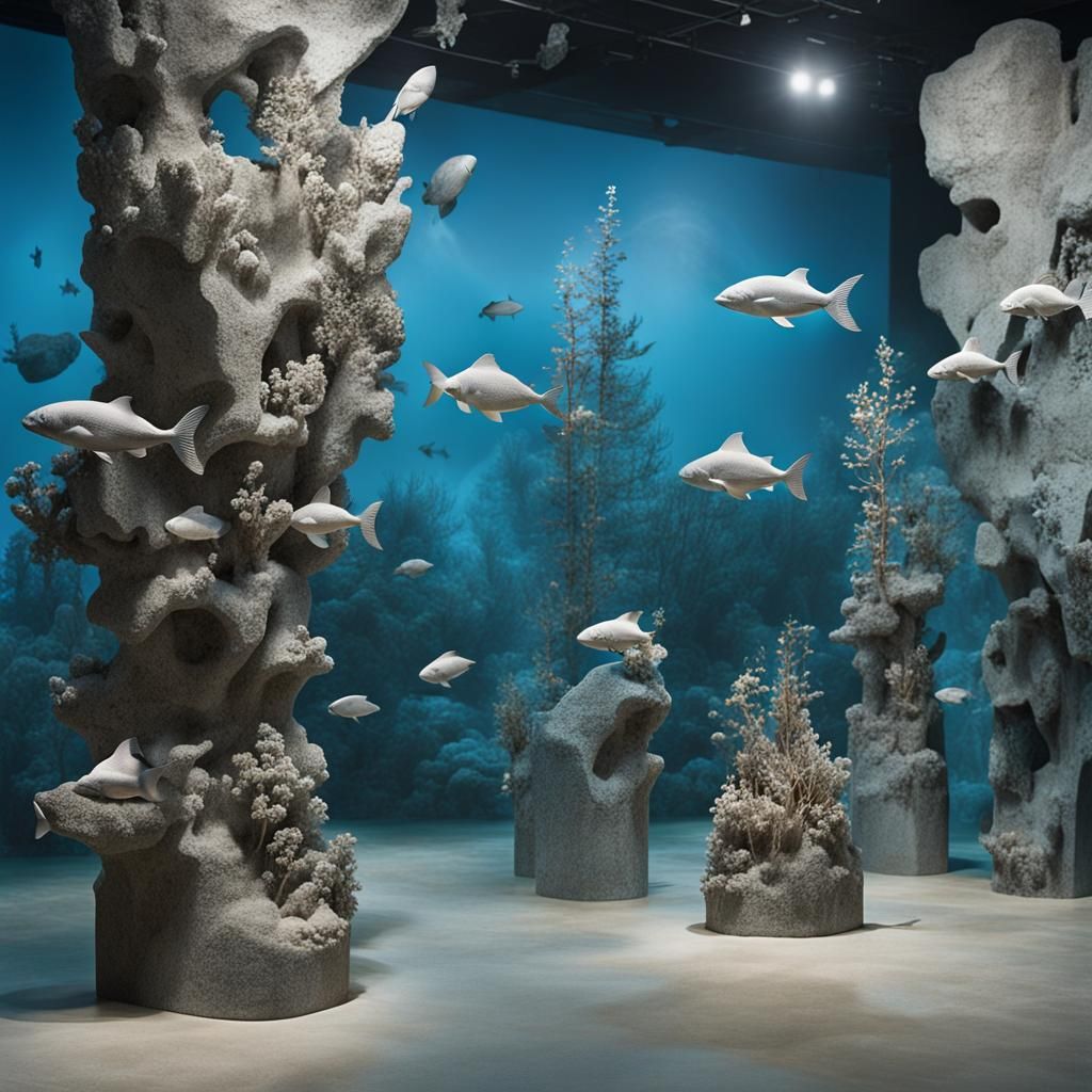 Futuristic Underwater Dream in Concrete Sculpture Style