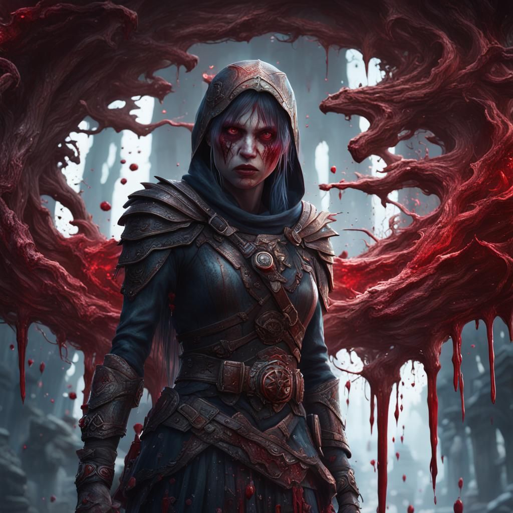 Crying Blood Girl: Detailed Fantasy Art