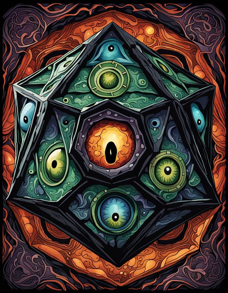 Eldritch Lovecraftian Dodecahedron with Fantasy Magic