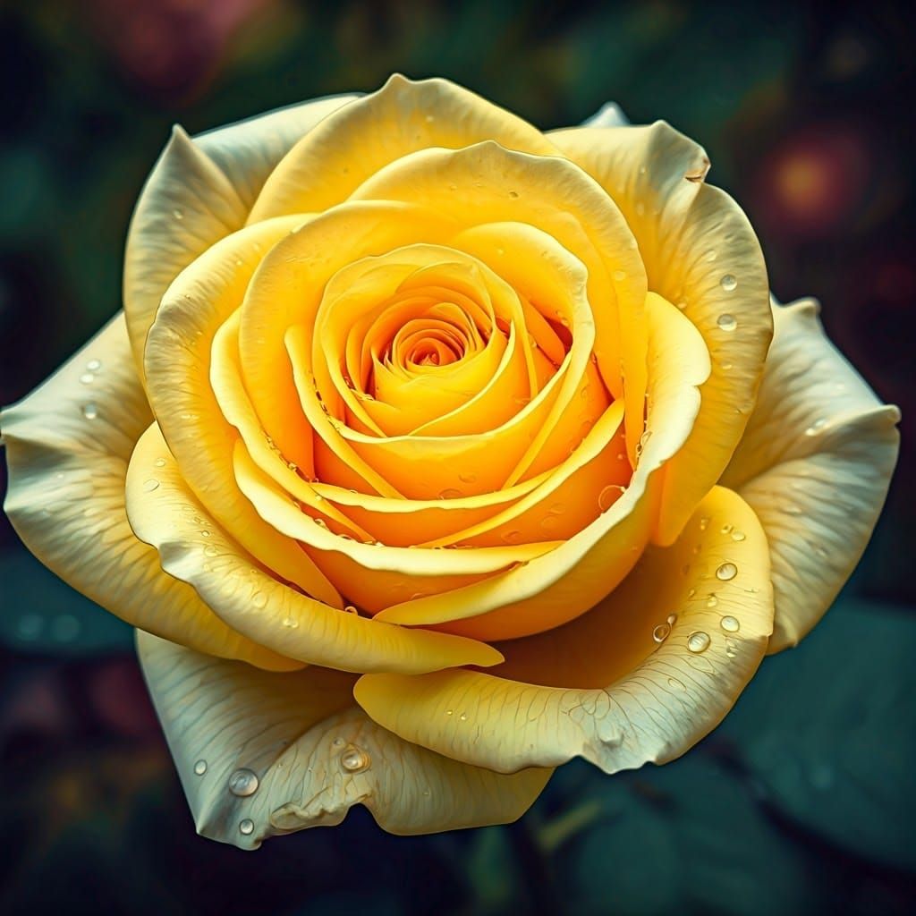 Ethereal Yellow Rose in Cosmic Bloom