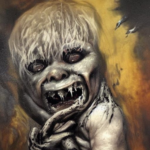 Visceral Horror: Grotesque Figure in Expressionist Oil Paint...