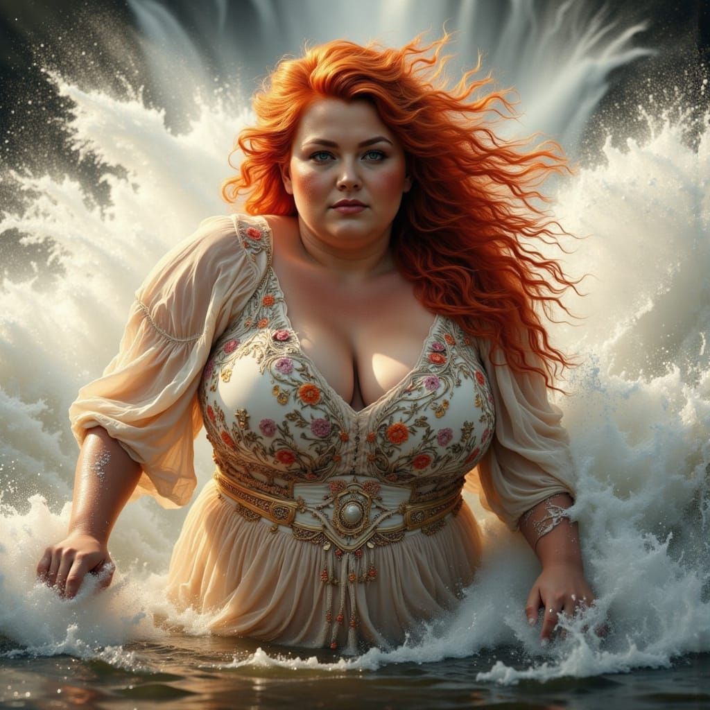 Confident Spring Goddess Embracing the Power of Nature