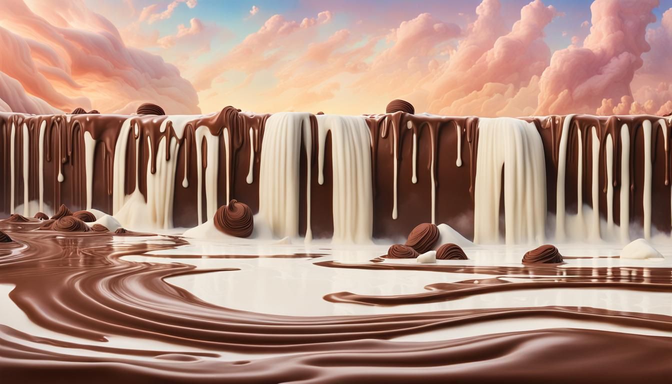 Chocolate Waterfall Dreamscape in Surrealist Style