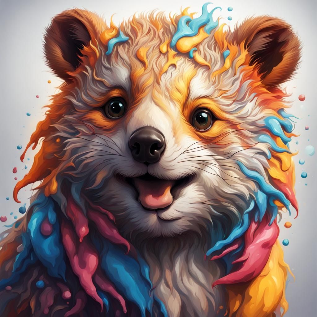 Hyperrealistic Cute Animals in Splash Art Style