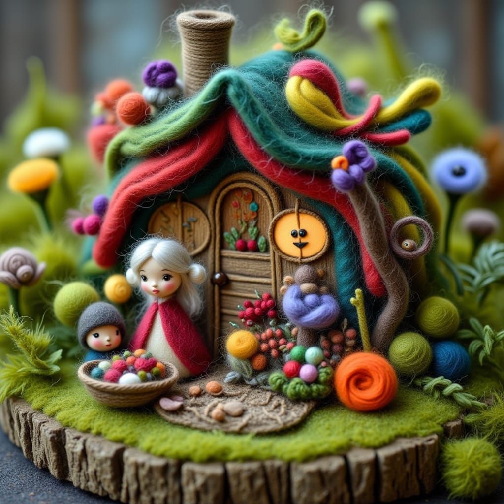 Fairies Shopping in Whimsical Fibre Art Village