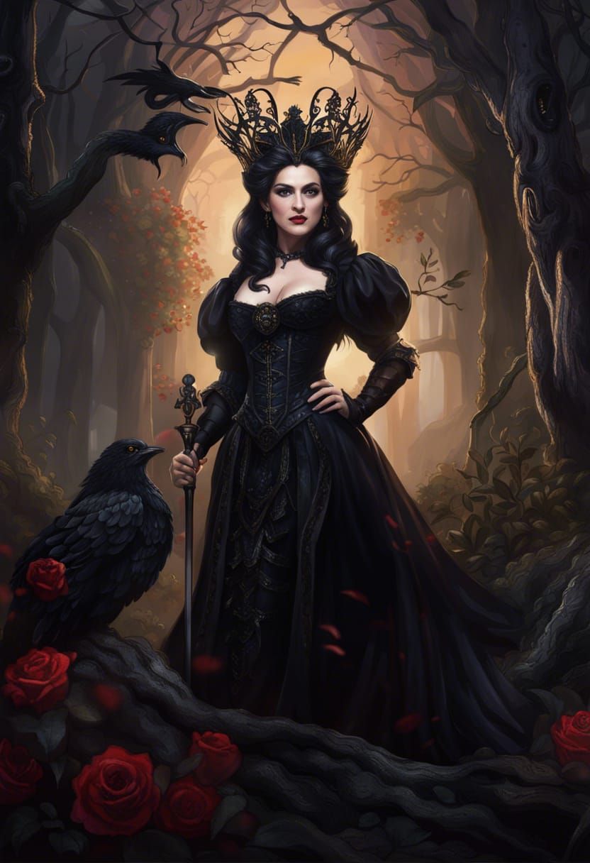 Gothic Pinup Queen in Graveyard, Digital Art