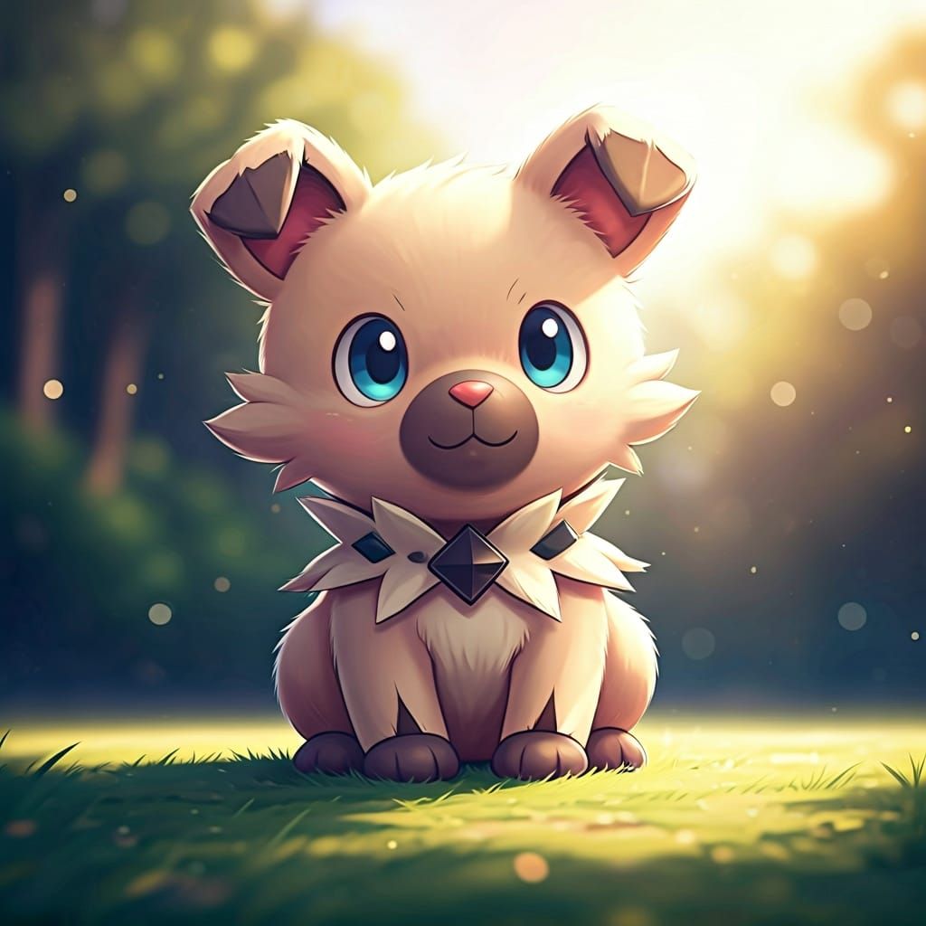 Anime Rockruff Pokemon Portrait in Pastel Sunlight