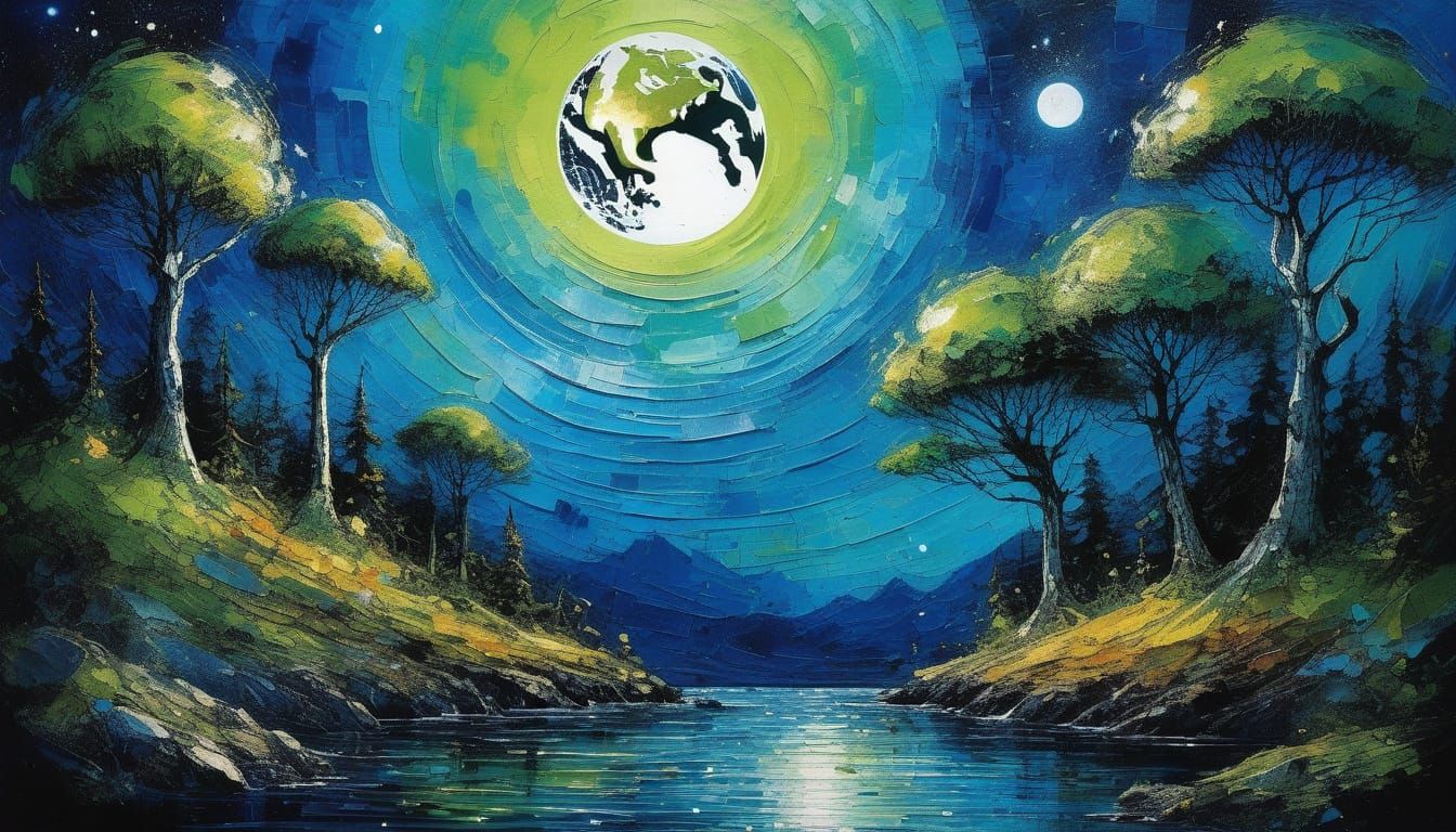 Earth in Space: Impressionist Impasto Palette Knife Art