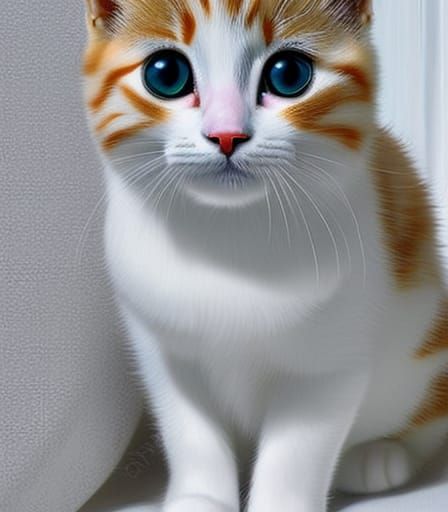 Realistic Painting of a Cute Cat
