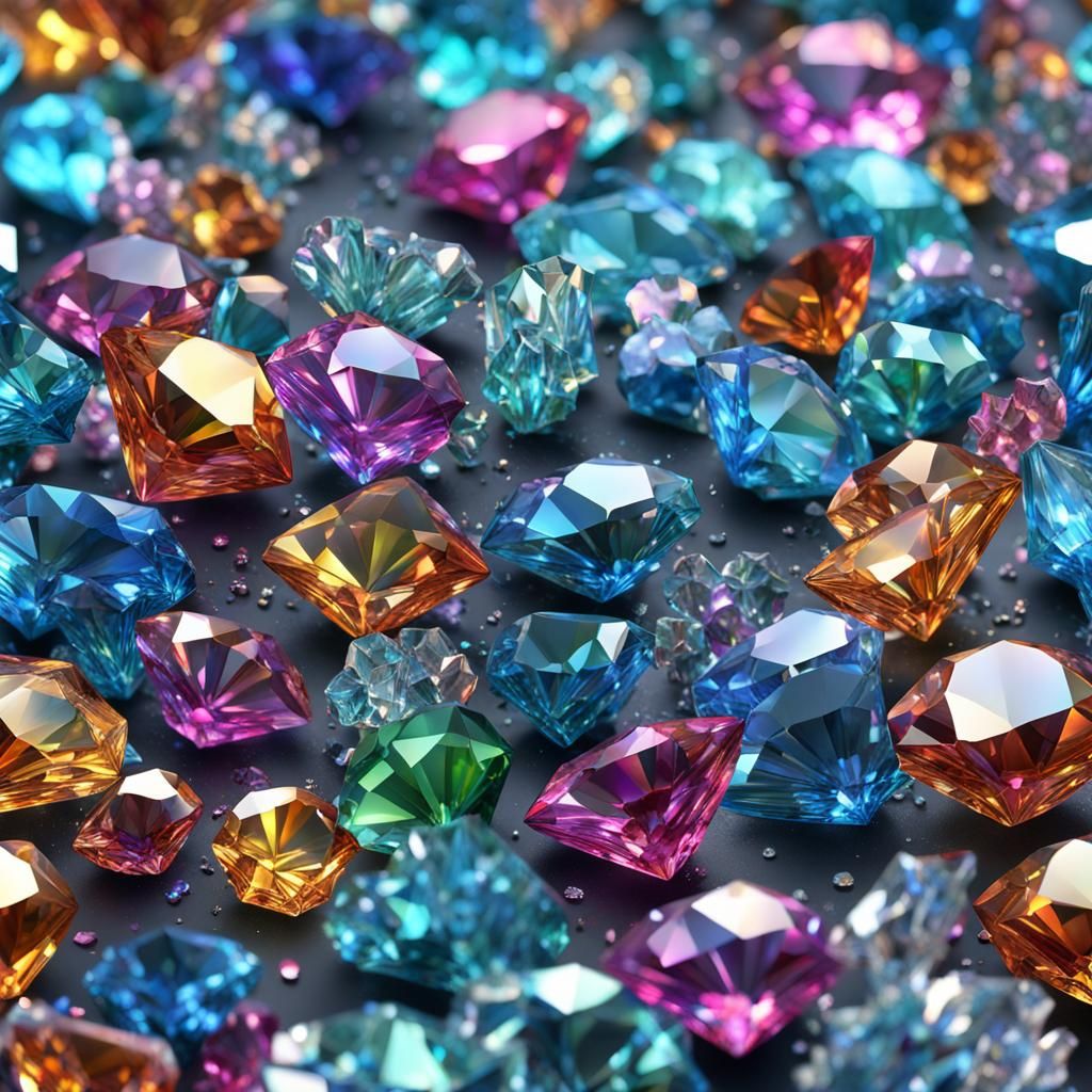 Hyperrealistic Multicolor Crystals in 8K Resolution