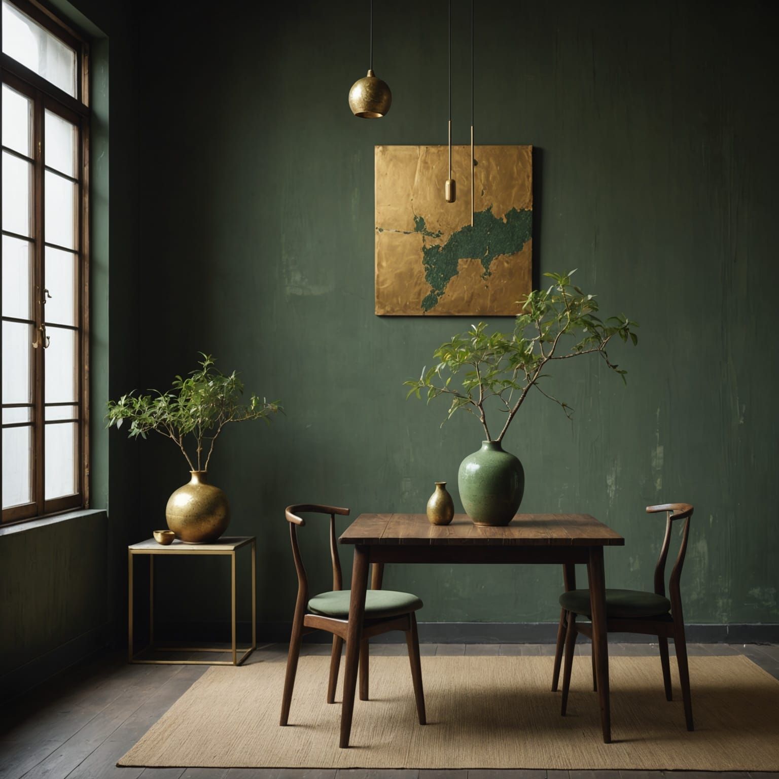 Minimalist Wabi-Sabi Room with Kintsugi Vase