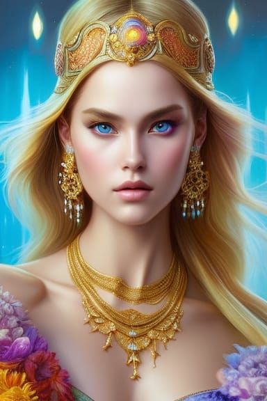 Cosmic Energy Portrait of Scarlett Leithold in Digital Paint...