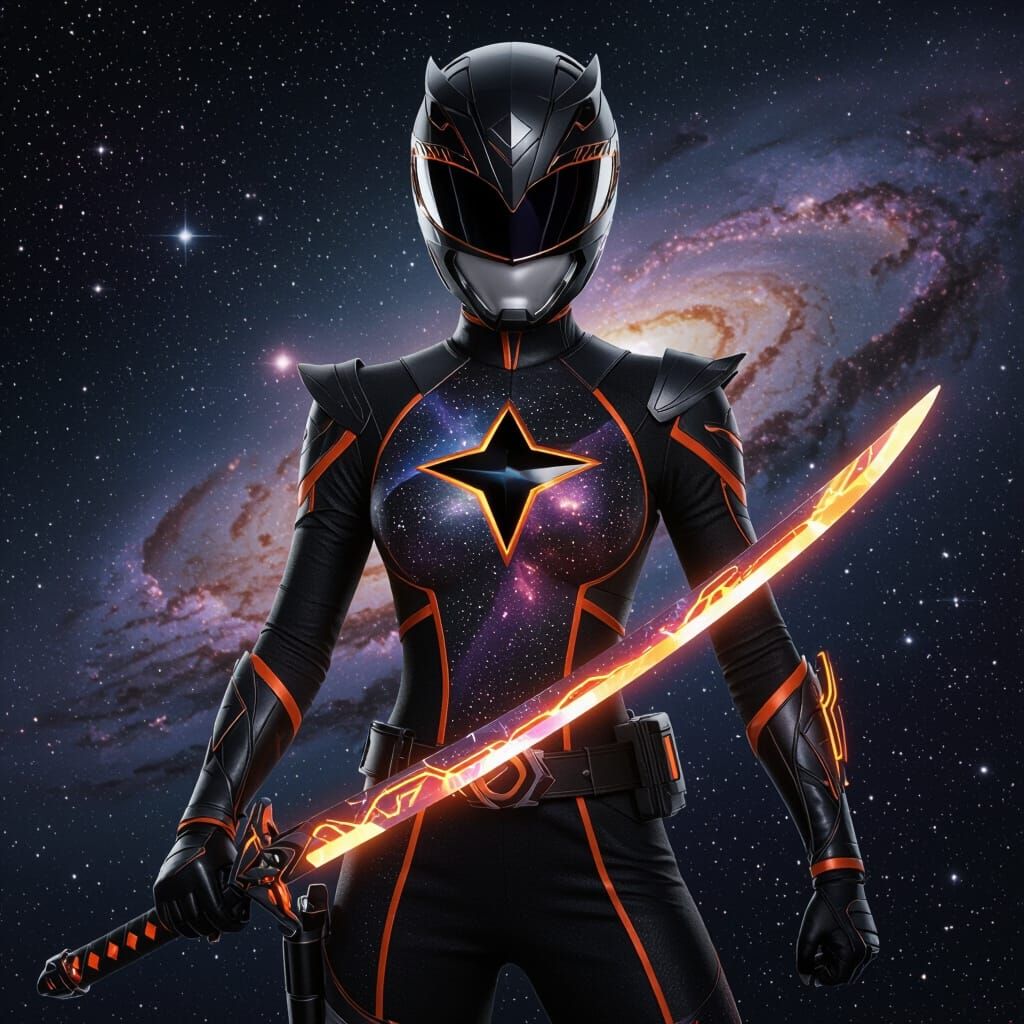 Galaxy Power Ranger in Black Suit with Cosmic Design