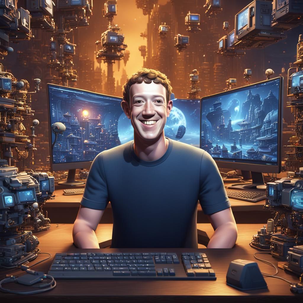 Mark Zuckerberg Cartoon in 3D with Computers
