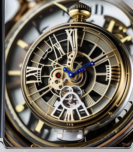 Clockwork Rabbit in Pocketwatch: Surreal Biomechanical Art