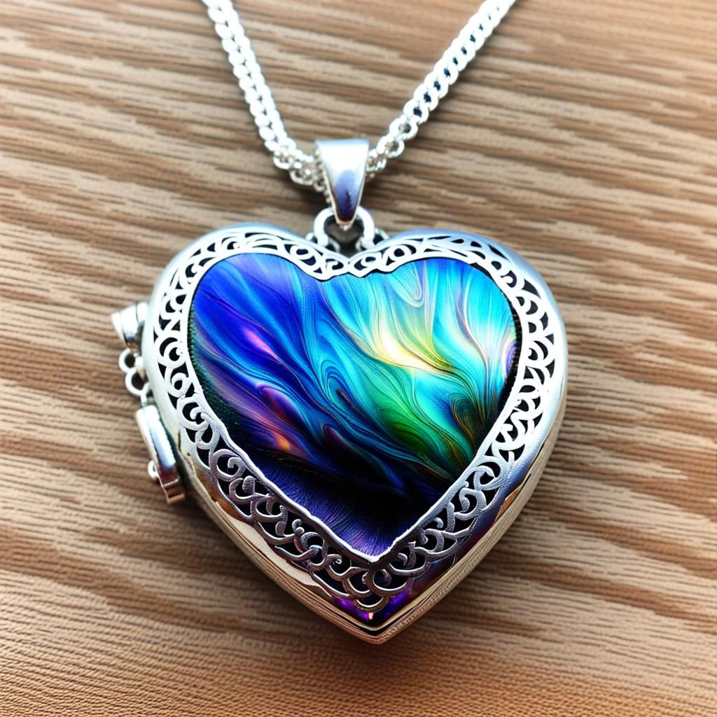 Heart-Shaped Mood Stone Locket on Silver Chain