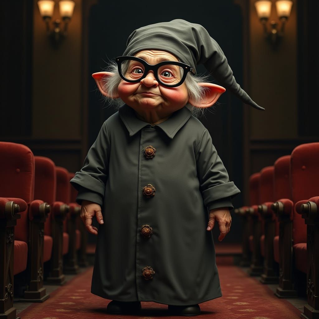 Gnome Usher in Theatre, Fantasy Illustration
