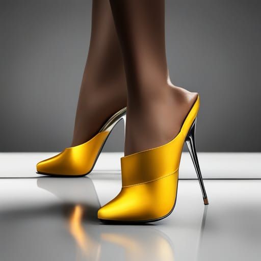 Yellow high heel mules