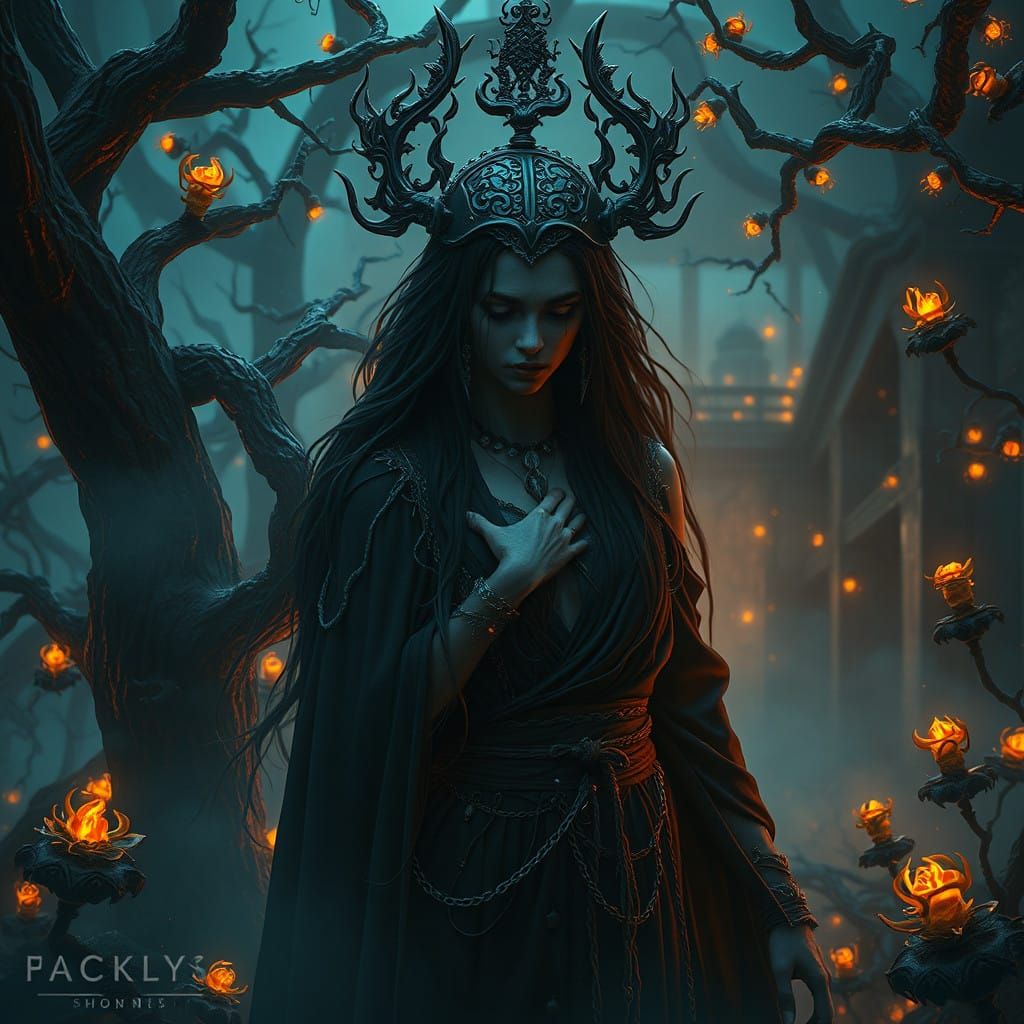 Goddess of Poisons in a Dark, Mystical Realm