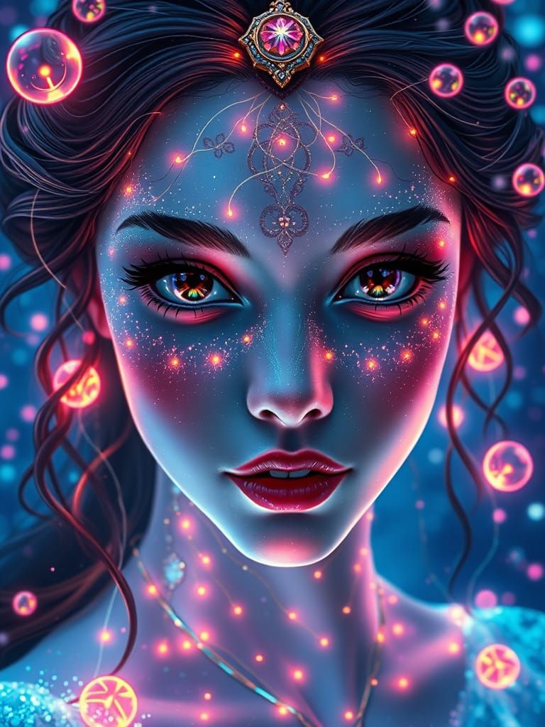 Ethereal Princess in Cosmic Dreamscape