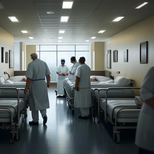 Busy Hospital Scene at Dusk in HDR Photography Style