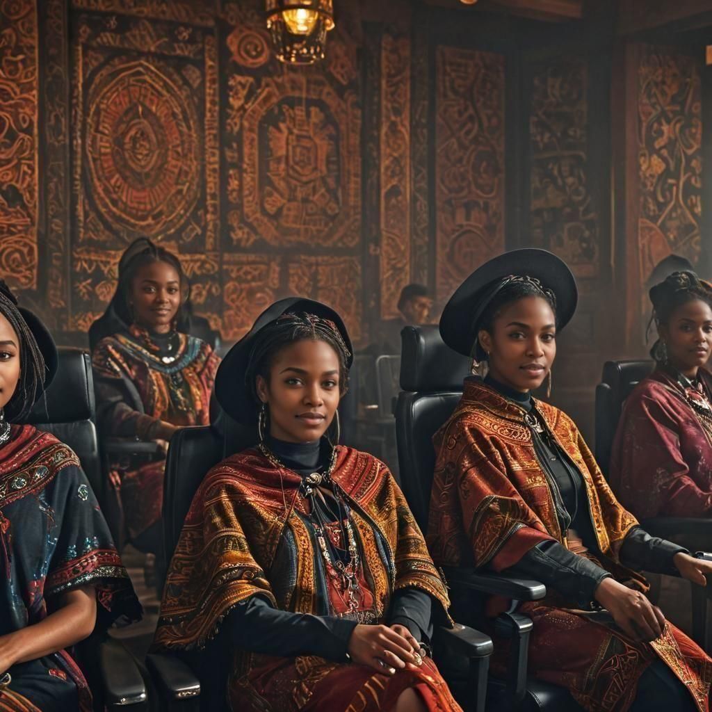 Black Women Discussing Tech in 8K Hyperrealism