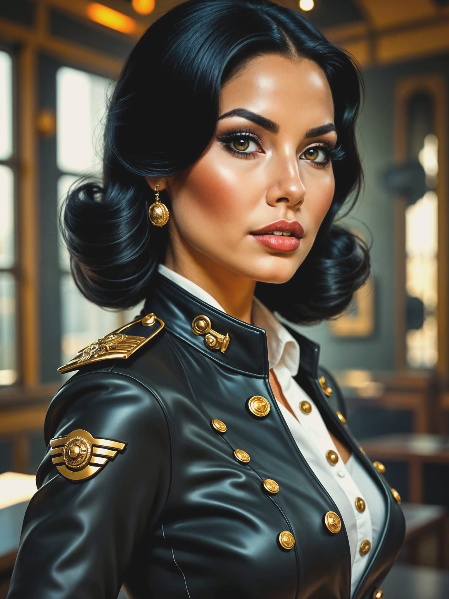 Steampunk Mexican Woman in Military Jacket