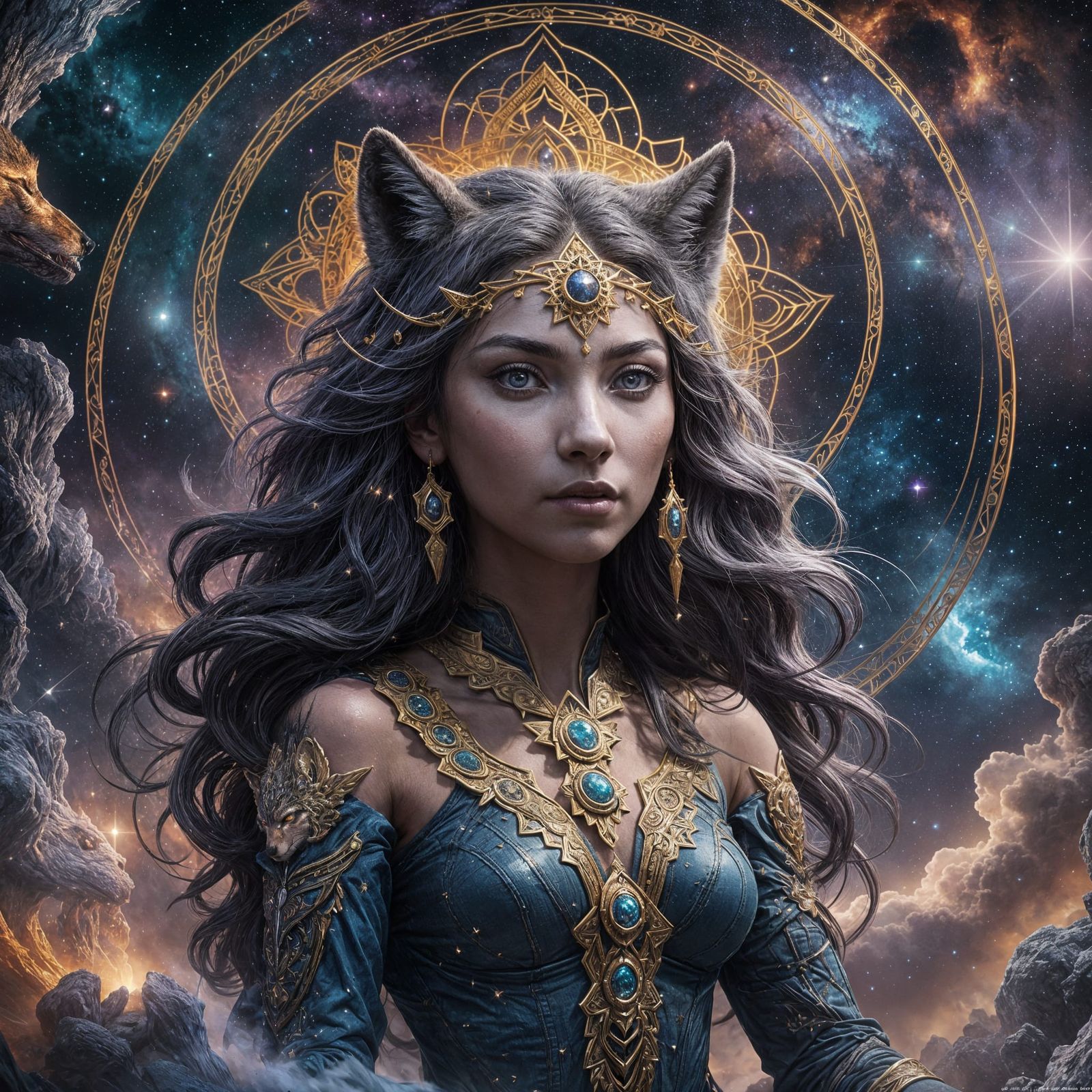 Wolf Woman in the Stars: Fantasy Concept Art