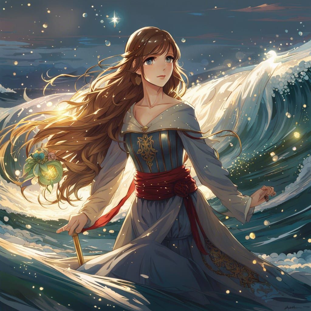 Medieval Maiden in Sparkling Waves, Anime Art Style