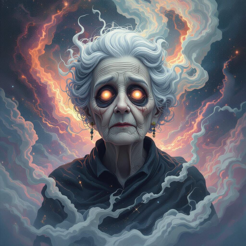 Elderly Wax Fiend in Cel-Shaded Anime Style