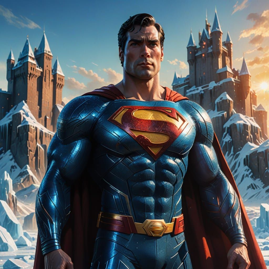 Superman at Iced Fortress: Heroic Digital Painting