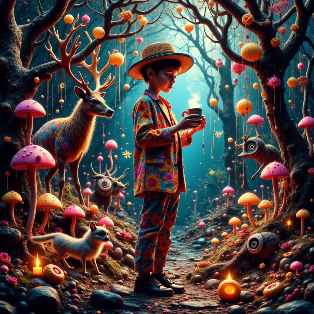 Whimsical Gathering in Vibrant Murraypunk Style