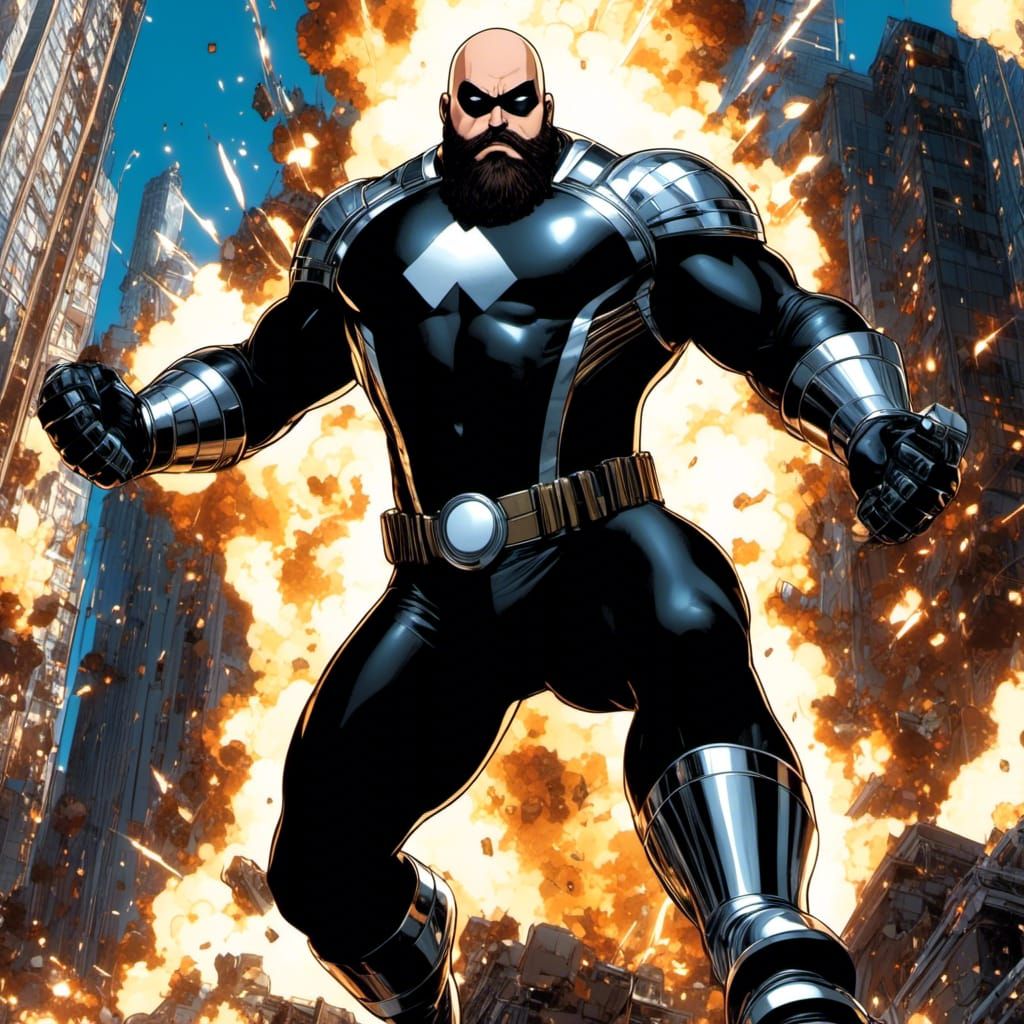 Armored Superhero Onyx in Comic Book Style