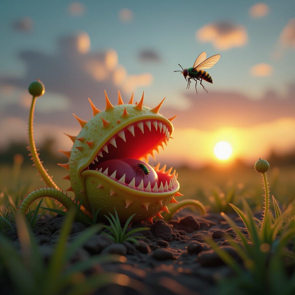 Surreal Carnivorous Plant in Renaissance Style