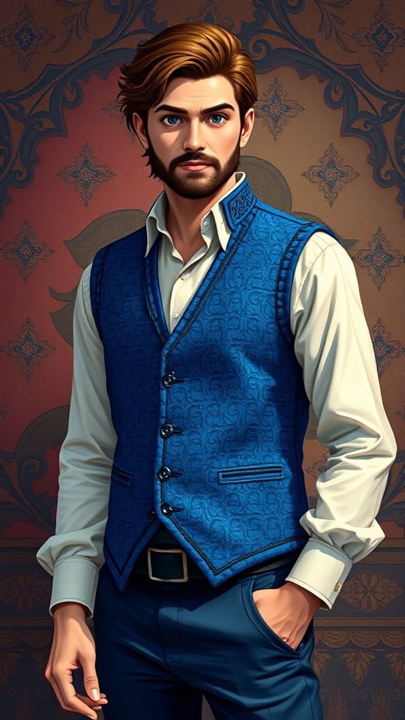 Royal Blue Tweed Vest Studio Ghibli contrasting colors deep ...