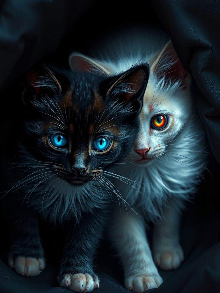 Mystical Kittens Emerge from Shadows in Matte Painting