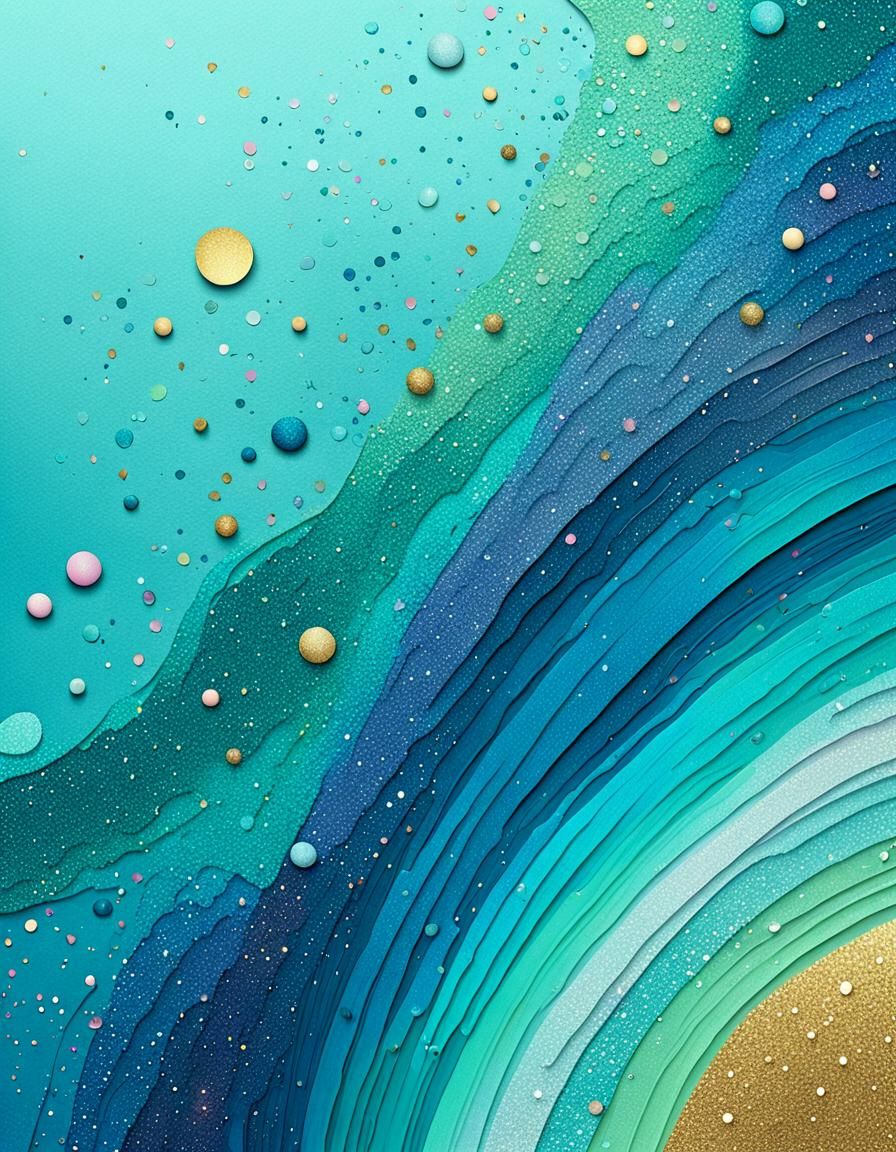 Glittery Cosmic Greeting Card Design with 3D Shading